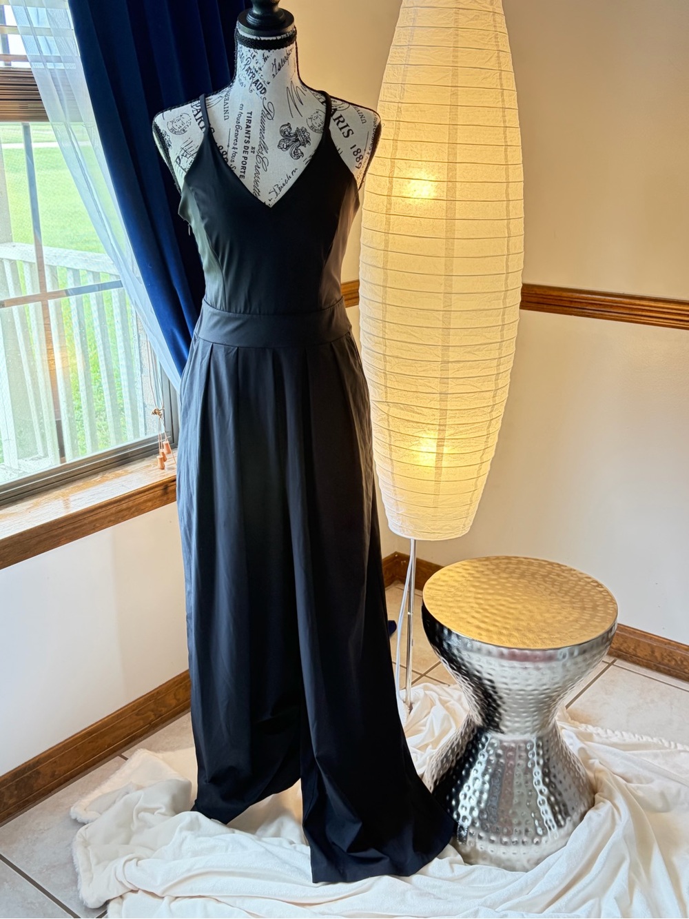 HALARA Black Wide-Leg V-Neck Jumpsuit